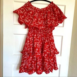 PLT red ruffle mini dress